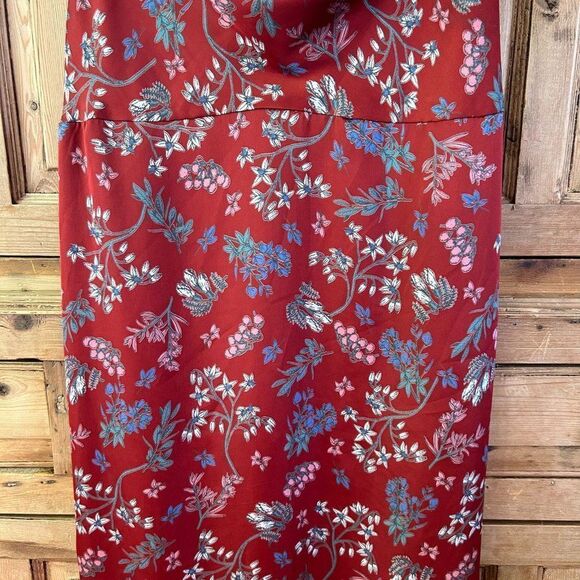 Forever 21 Contemporary Womens Large‎ Brown Rust Red Satin Floral Dress Tank - Picture 3 of 10